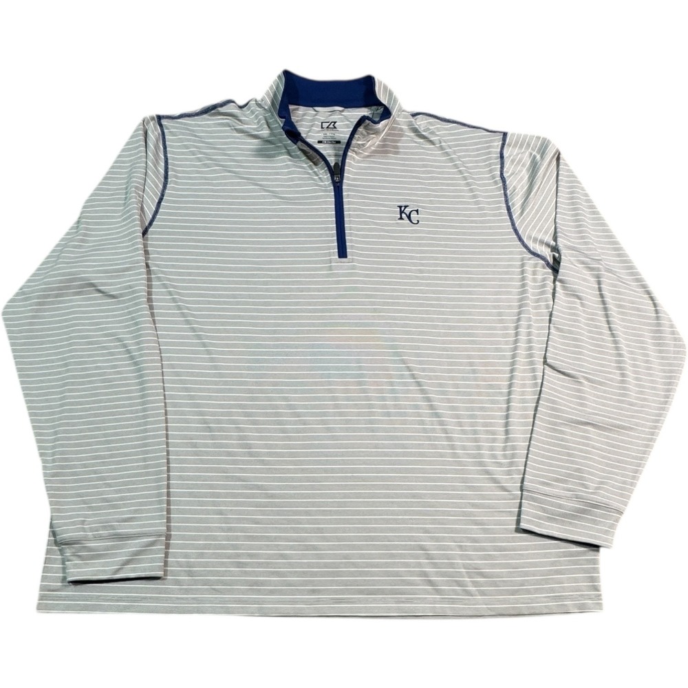 Cutter & Buck Kansas City Royals Striped Pullover Long Sleeve‎ XXL Performanse